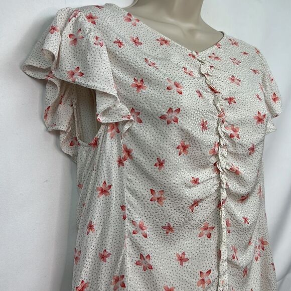 Rebecca Taylor Floral Flutter sleeve blouse EUC - Picture 3 of 10